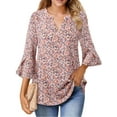 thumbnail image 1 of Weardear Women's Work Blouses Ruffle 3/4 Sleeve Dressy Top V Neck Casual Chiffon Tunic Blouses Business Shirts, 1 of 6