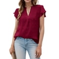 thumbnail image 1 of Weardear Womens Blouse V Neck Ruffle Sleeve Flowy Shirts Dressy Casual Cute Summer Tops, 1 of 6