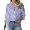 Weardear Womens Button Down Shirts Striped Classic Long Sleeve Collared