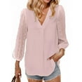 thumbnail image 1 of Weardear Womens Chiffon Blouse Swiss Dot Tops V Neck Casual Loose Pleated Shirts Pom Pom Tops, 1 of 7