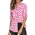 thumbnail image 1 of Weardear Womens Flannel Shirts Long/Roll Up Sleeve Collared Button Down Plaid Shirt Casual Work Tops, 1 of 9