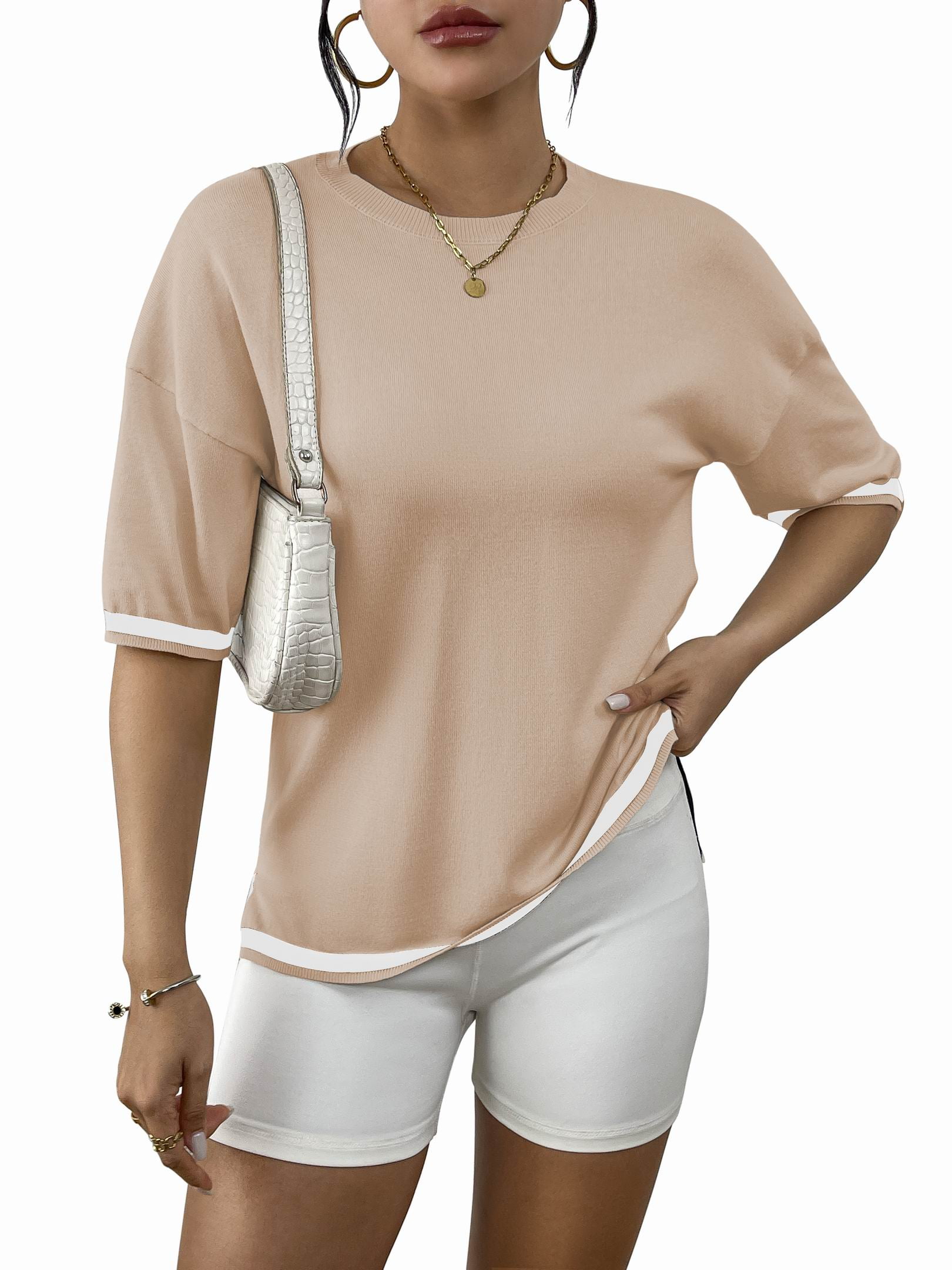 Casual Short Sleeve Solid Color Knit Top main image 1
