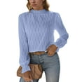 thumbnail image 1 of Weardear Womens Blouse Dressy Casual Mock Neck Textured Flounce Sleeve Tops Frenchy Shirred Shirts Business Work Pullovers, 1 of 5
