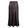 thumbnail image 1 of Weardear Womens Leopard Print Skirt Midi Length Silk Satin High Waist Skirt, 1 of 5