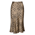 thumbnail image 1 of Weardear Womens Leopard Print Skirt Midi Length Silk Satin High Waist Skirt, 1 of 4