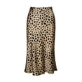 thumbnail image 1 of Weardear Womens Leopard Print Skirt Midi Long Length Silk Satin High Waist Skirt, 1 of 6