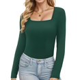 thumbnail image 1 of Weardear Womens Long Sleeve Ribbed Top Square Neck Tops 2024 Fashion Slim Fit Tees Shirts, 1 of 7