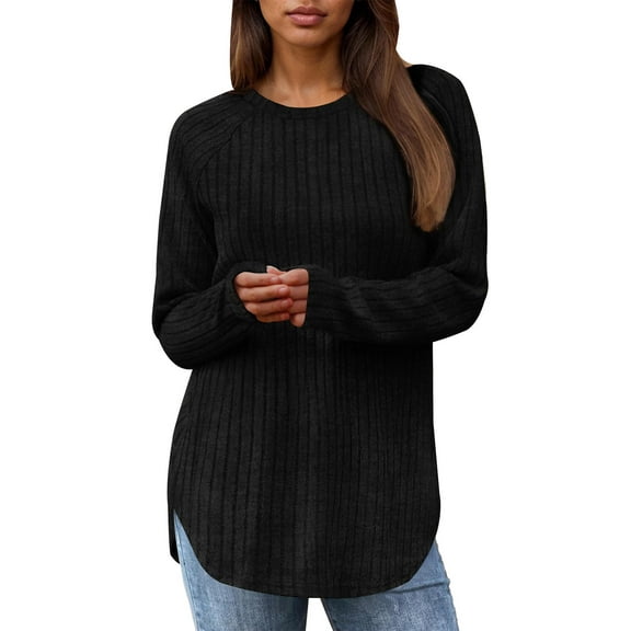 Weardear Womens Long Sleeve Sweaters Loose Fit Dressy Crew Neck Tunic Pullover Tops