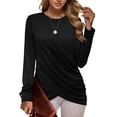 thumbnail image 1 of Weardear Womens Long Sleeve Tops Twist Front Tunic Tops To Wear With Leggings Crewneck Tops, 1 of 5