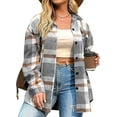 thumbnail image 1 of Weardear Womens Plus Size Shacket Jacket Flannel Plaid Long Sleeve Button Down Shirts Casual Fall Blouses Tops, 1 of 7