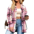 thumbnail image 1 of Weardear Womens Plus Size Shacket Jacket Flannel Plaid Long Sleeve Button Down Shirts Casual Fall Blouses Tops, 1 of 7