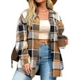 thumbnail image 1 of Weardear Womens Plus Size Shacket Jacket Flannel Plaid Long Sleeve Button Down Shirts Casual Fall Blouses Tops, 1 of 7