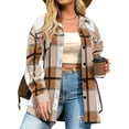 thumbnail image 1 of Weardear Womens Plus Size Shacket Jacket Flannel Plaid Long Sleeve Button Down Shirts Casual Fall Blouses Tops, 1 of 7