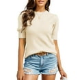 thumbnail image 1 of Weardear Womens Summer Short Sleeve Knit Tops Puff Solid Color Pullover Sweater Casual Crew Neck Blouses Tops, 1 of 6
