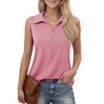 thumbnail image 1 of Weardear Womens Ribbed Tank Top Zipper V Neck Dressy Casual Blouses Sleeveless Camisole Tops Work Polo Shirts, 1 of 5