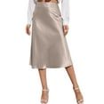 thumbnail image 1 of Weardear Womens Solid Silky Satin Skirts Casual Elastic High Waist Midi Party Skirts, 1 of 7