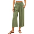 thumbnail image 1 of Weardear Womens Summer Casual Loose Pants Cotton Cropped Wide Leg Pants Straight Elastic High Waist Trousers with Pockets, 1 of 5
