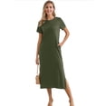 thumbnail image 1 of Weardear Womens Summer Split Maxi Dress Tie Dye Plain T Shirt Dress Casual Short Sleeve Long Beach Dress for Women, 1 of 6
