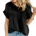 thumbnail image 1 of Weardear Womens Summer Tops Crewneck Lace Crochet Short Sleeve Shirts Casual Chiffon Blouses, 1 of 6