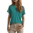 thumbnail image 1 of Weardear Womens Summer Tops V Neck Short Sleeve Buttons Tshirts Loose Fit Casual Blouses, S-2XL, 1 of 6