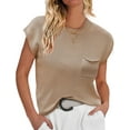 thumbnail image 1 of Weardear Womens Sweater Vest Cape Sleeve Loose Fit Knit Ribbed Tank Tops with Front Pocket, S-XXL, 1 of 6
