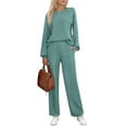 thumbnail image 1 of Weardear Womens Sweatsuits Sets Long Sleeve Crewneck Top & Wide Leg Pants Two Piece Outfits, 1 of 5
