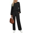 thumbnail image 1 of Weardear Womens Sweatsuits Sets Long Sleeve Crewneck Top & Wide Leg Pants Two Piece Outfits, 1 of 6
