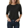 thumbnail image 1 of Weardear Womens Tops 3/4 Sleeve Shirts Round Neck Loose Casual Blouses Solid Color T-Shirts, S-XXL, 1 of 5
