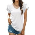 thumbnail image 1 of Weardear Womens Tops Casual Summer Ruffle Sleeve V Neck T-Shirts Loose Tunic Tops, S-XXL, 1 of 6