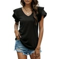 thumbnail image 1 of Weardear Womens Tops Casual Summer Ruffle Sleeve V Neck T-Shirts Loose Tunic Tops, S-XXL, 1 of 6