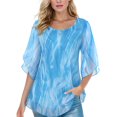 thumbnail image 1 of Weardear Womens Tops Ruffle 3/4 Sleeve Mesh Blouses Loose Flowy Tops Stretchy Shirts, 1 of 5