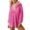 thumbnail image 1 of Weardear Womens Waffle Knit Shacket Jacket Casual Long Sleeve Button Down Shirts Dressy Blouses Tops, 1 of 5