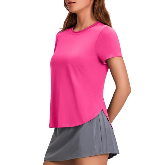 Weardear Workout Tops for Women UPF 50+ Yoga Shirts Short Sleeve Athletic Tops with Side Slits Loose Fit Running Gym Tee Top