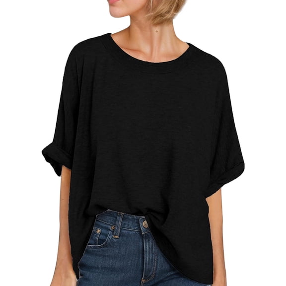 Weardear's Women Oversized T Shirt Casual Summer Short Sleeve High Low Loose Tees Tops