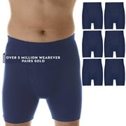 Wearever Men's Incontinence Boxer Briefs - Washable Reusable Bladder Control Underwear, Navy, XL, Pack of 6.