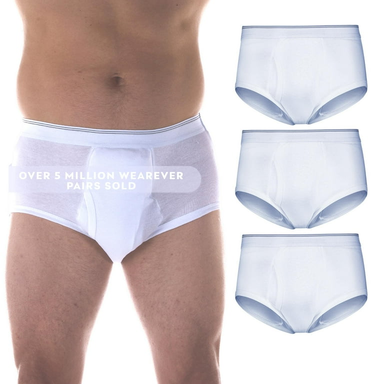 Wearever Men's Incontinence Underwear Open Fly Washable Briefs, Maximum  Absorbency 3-Pack
