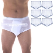 Wearever Mens Incontinence Underwear Open Fly Washable Briefs, Maximum Absorbency 6-Pack