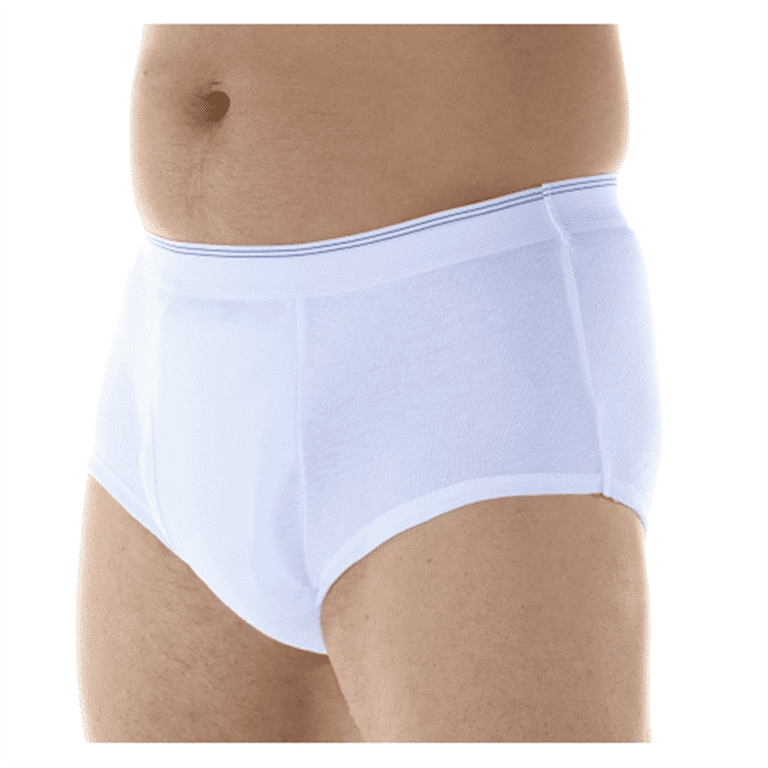 Wearever Men's Incontinence Underwear Open Fly Washable Briefs, Reusable  Single Pair