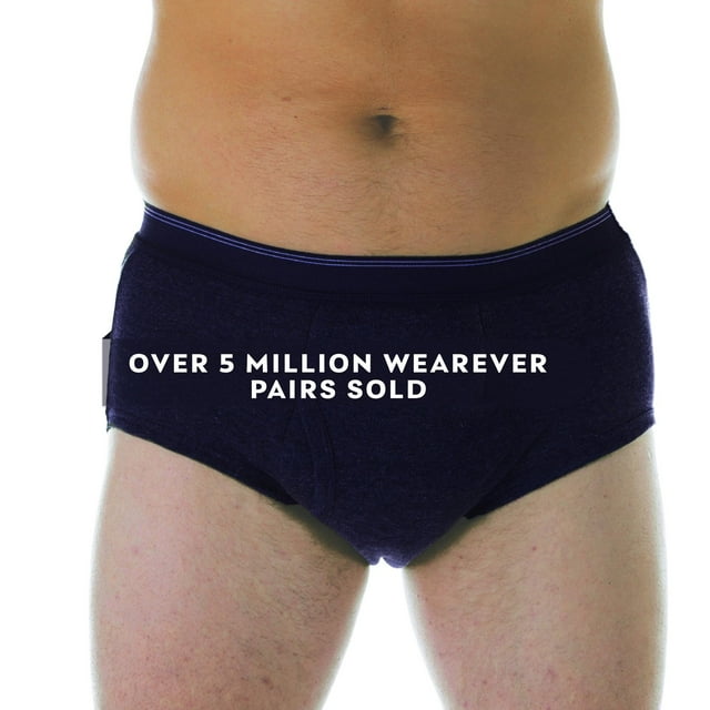 Wearever Men's Incontinence Underwear Open Fly Washable Briefs