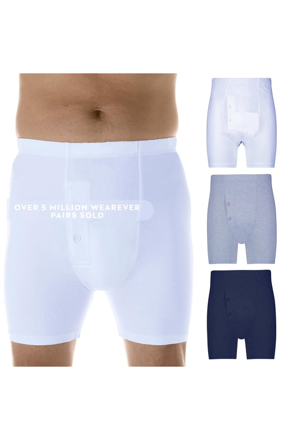 Men's Incontinence Underwear Washable Bladder Control Boxer Briefs with Tapered Leg, Assorted 3-Pack