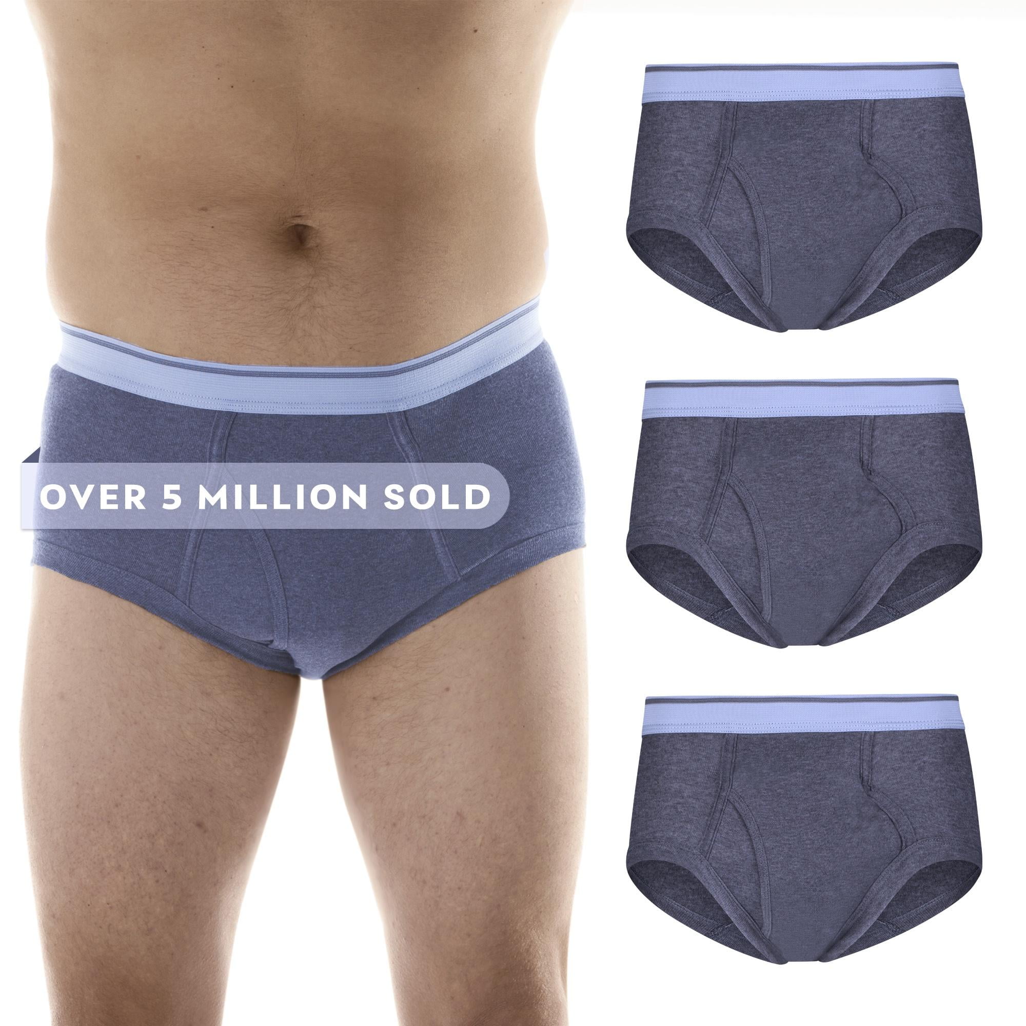 Wearever Men's Incontinence Underwear Open Fly Washable Briefs, Maximum  Absorbency 3-Pack