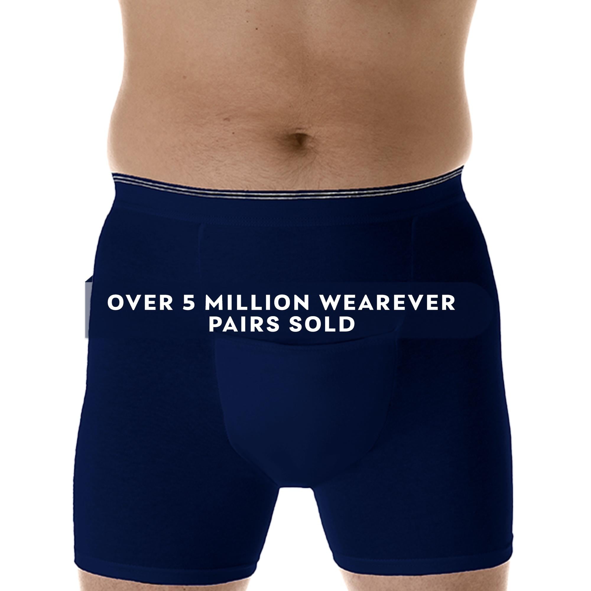 Wearever Men's Incontinence Underwear Washable Boxer Briefs, Maximum