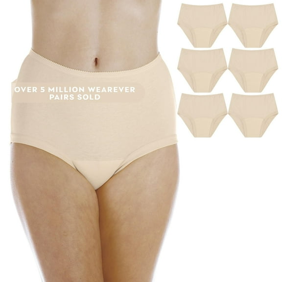 Wearever Women's Incontinence Underwear Banded Leg Bladder Control Briefs, Washable Reusable Panties, 6-Pack