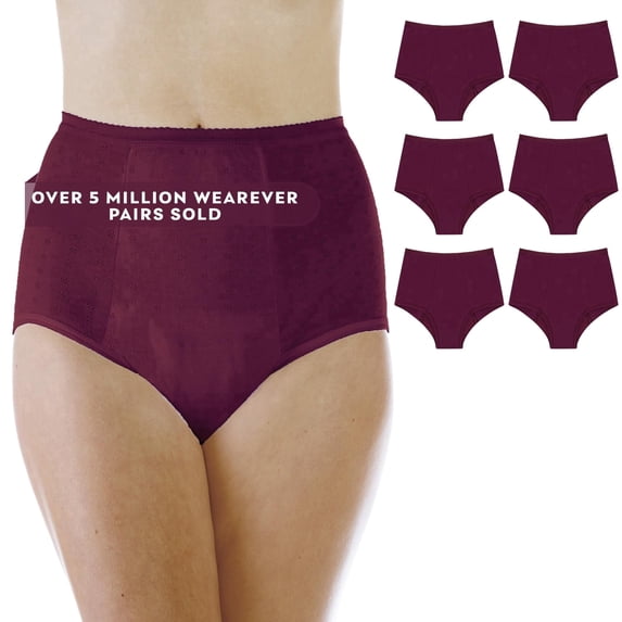 Wearever Women's Incontinence Underwear Reusable Super Bladder Control Panties for Feminine Care, 6-Pack