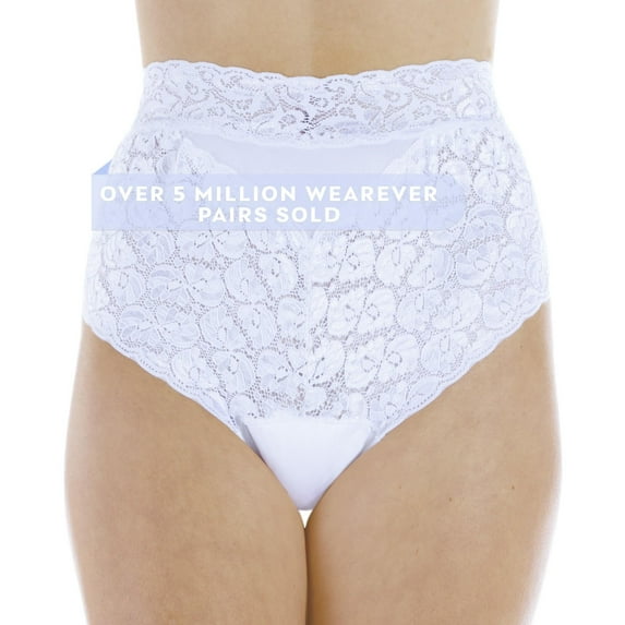 Wearever Women's Lovely Lace Incontinence Underwear, Regular Absorbency Bladder Control Panties, Reusable Single Pair