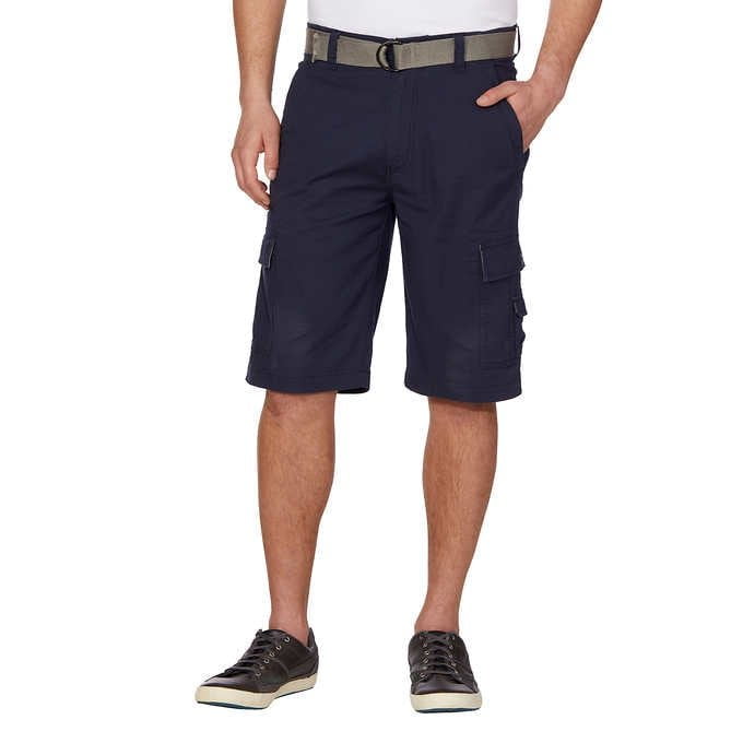 Wearfirst Men s Free Band Comfort Flex Waistband Stretch Canvas Cargo Shorts 40 BLUE