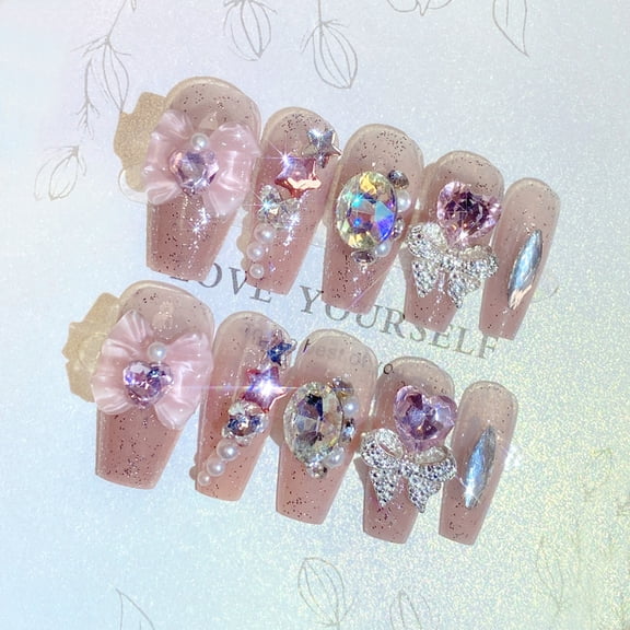 Wearing Nail Finished Nail Art Piece Box, Fake Nail Wholesale, Shining Jewel, Bridal Nail Art Patch U32