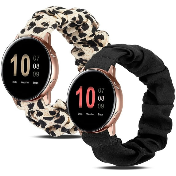 Wearlizer 2 Packs Compatible with Samsung Galaxy Watch 7 6 5 4 FE 40mm 44mm/Watch 6 Classic/Watch 5 Pro/Watch 4 Classic/Active 2/Watch 3 41mm Women, 20 mm Elastic Watch Bands