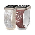 thumbnail image 1 of Wearlizer 2 Packs Engraved Band Compatible with Apple Watch Bands 41mm 40mm 38mm 49mm 46mm 45mm 44mm 42mm Women, Cute Two-Tone Flower Soft Silicone Sport Strap for iWatch 10 9 8 7 6 5 4 3 SE Ultra, 1 of 7