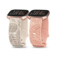 thumbnail image 1 of Wearlizer 2 Packs Floral Engraved Band Compatible with Fitbit Versa 2/ Versa/Versa Lite Bands Women, Cute Soft Silicone Sunflower Dandelion Sport Designer Fancy Summer Strap for Versa 2 Smart Watch, 1 of 7